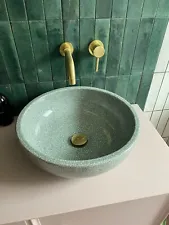 Unusual Beautiful Light Green Crackle Glazed Wash Basin Sink