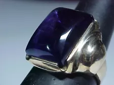 10K YEL GOLD 15.75ct GEN COLOR CHANGE AMETHYST GEMSTONE RING 9.43g SZ 9 HANDMADE