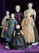 Lot of 6 Antique German China Shoulder Head Dolls