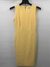 Calvin Klein Womens Yellow Back Zip Sleeveless Round Neck Sheath Dress Size 8