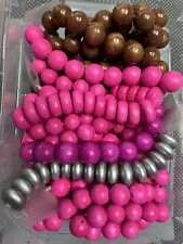 Job Lot of Beads for Sale -over 350 large wooden coloured beads, 19mm and larger