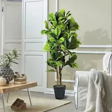 LCG SALES INC Artificial Fig Tree 72" Realistic Green Leaves for Indoor Use