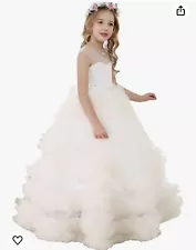 Bow Dream Rhinestone Tulle Girls Pageant Ball Gowns Princess Dress