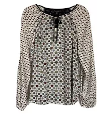 Jasmine & Juliana Womens Blouse Pullover Long Sleeve Keyhole Geometric Size XL