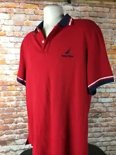 Vintage Nautica Red Slim Fit Polo Shirt Size Large E52