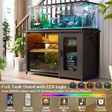 Homieasy 55-75 Gallon Aquarium Stand with Power Outlets & LED Fish Tank Stand