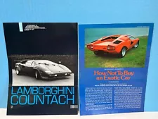 ORIGINAL VINTAGE LAMBORGHINI COUNTACH SALES BROCHURE AD FLYER