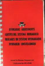 Massey Ferguson Tractor - Hydraulics Adjustments Manual 135 148 165 168 185 188