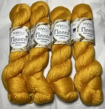 West Yorkshire Spinners Fleece British Wool Citrine Yellow Lot of 4 Wensleydale