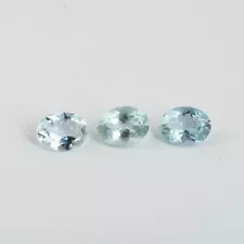 Natural Aquamarine 6x8mm Oval Cut Eye clean loose Gemstone for sale 3 Pieces