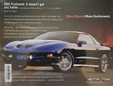 2002 Firehawk by SLP Engineering Pontiac Firebird Sales Card GM Literature