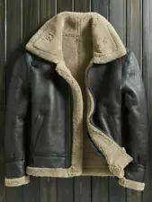 Men’s RAF Aviator Bomber B3 Real Leather Jacket Coat Sheep Skin Pilot Flying