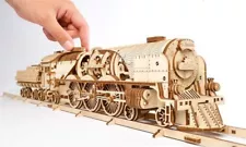 U Gears V-Express Steam Train with Tender Mechanical Wood Model Kit, NEW, opened