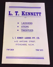 1950s L T KENNET SYDNEY LADDERS STEPS & TRESTLES SALES BROCHURE 8 pages