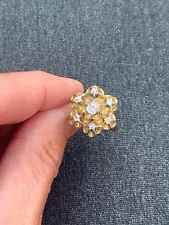 18ct gold diamond old cushion cut cluster ring Victorian