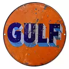 Gulf Oil Vintage Novelty Metal Sign 8 inch Circle