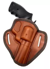 For 4" S&W 586 617 686, Right Hand Brown Leather Open Top Belt Holster