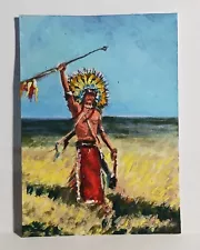 Ready for the rain dance ACEO Original People PAINTING by Leslie Popp