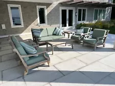 Teak Smith and Hawken Outdoor Furniture Set with Dining Table and Chairs