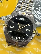 Breitling Aerospace Two Tone Titanium Watch F65362 With Pouch 39mm F716