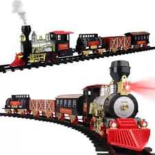 Classic Large Christmas Holiday Train Set With Real Smoke Light Sound Kids Gift