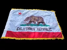 Vintage Estate CALIFORNIA REPUBLIC Fringed State Bear Flag Banner 6' x 4'