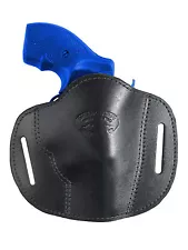 New Barsony Black Leather Pancake Slide Holster for Snub Nose 2" Revolvers