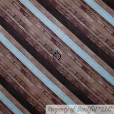 BonEful FABRIC FQ Cotton Quilt Brown Tone Old Barn Wood Tree Blender Stripe Sale