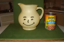 Vintage 1975 Kool-Aid Man Pitcher w/ Smiling Face - 2qt Hard Plastic, 7.5"