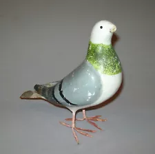 Old Antique Vtg Ca 1900s Composition and Tin Homing Pigeon Decoy Bird Figure