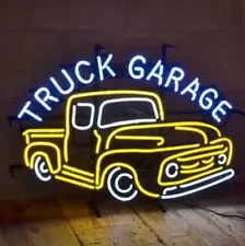 US STOCK White Truck Garage Neon Sign Light Real Glass Wall Bar Man Cave 24"x20"