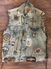 Vintage Biker Vest Levi Denim Patch Motorcycle Club Outlaw Gang