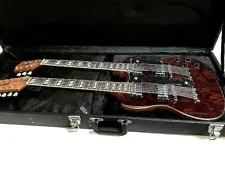 New Custom SG STYLE 6/12 BURL MAPLE Double Neck Electric Guitar With HARD Case