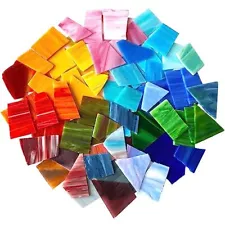 LITMIND Stained Glass Mosaic Tiles for Crafts Bulk, Broken Stained Glass Sheets