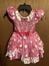 Disney Store Minnie Mouse Little Girls Dress Up Gown Size 2 Polkadot Pink Lace