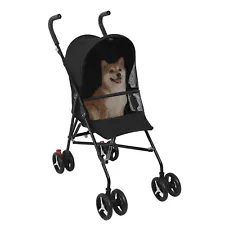 Pet Stroller Dog Cat Stroller with Handlebars Canopy Breathable Mesh &Seat Belt