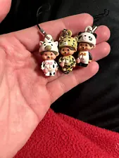 Monchhichi Mini Figure Keychains Animals Cow Panda Cheetah 3x