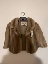 Vintage Womens Genuine Mink Fur Stole Shawl - Honey Blonde Cape Wrap Shrug Coat