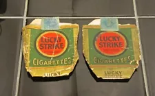 2 Pre WWII Empty Lucky Strike Cigarette Pack Green Packs W/stamp Dated 1932-1934