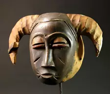 African mask Baule wood African real figure vintage African masks for wall-6064