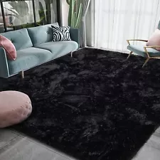 Black Area Rug for Bedroom, Fluffy Furry Shaggy Rugs for Living Room, Super S...