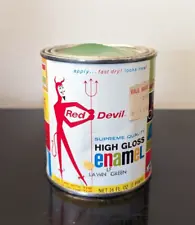 VINTAGE RED DEVIL PAINT CAN LAWN GREEN FULL UNOPENED 1 PINT VERY GOOD CONDITION