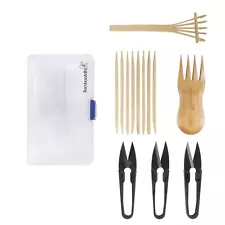 Bonsai Tree Trimming Kit -( 3 Snips, Carrying Case, Rake, Spork, Manicure Stick)