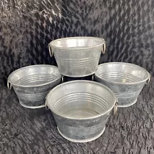 Vintage Mini Galvanized Metal Wash Tubs 4" diameter Set Of 4 Great For Parties