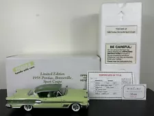 Danbury Mint 1:24 Diecast 1958 Calypso Green Pontiac Bonneville Sport Coupe