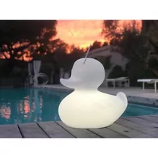 duck duck lamp xl white, floats on water, comes with charging base