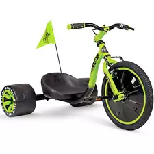 Gear Drift Trike, Steel Frame, Adjustable Seat, Black/Green, Ages 5+