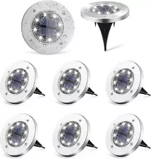 8 Pack LED Solar Disk Lights Outdoor Pathway In-ground Night Light Waterproof