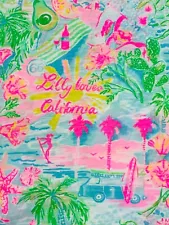 Lilly Pulitzer Slub Cotton Fabric Print Multi Lilly Loves California 36"x 60”