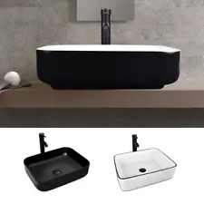 Bathroom Vessel Sink with Faucet and Drain combo Ceramics Sink Bowl Rectangle US